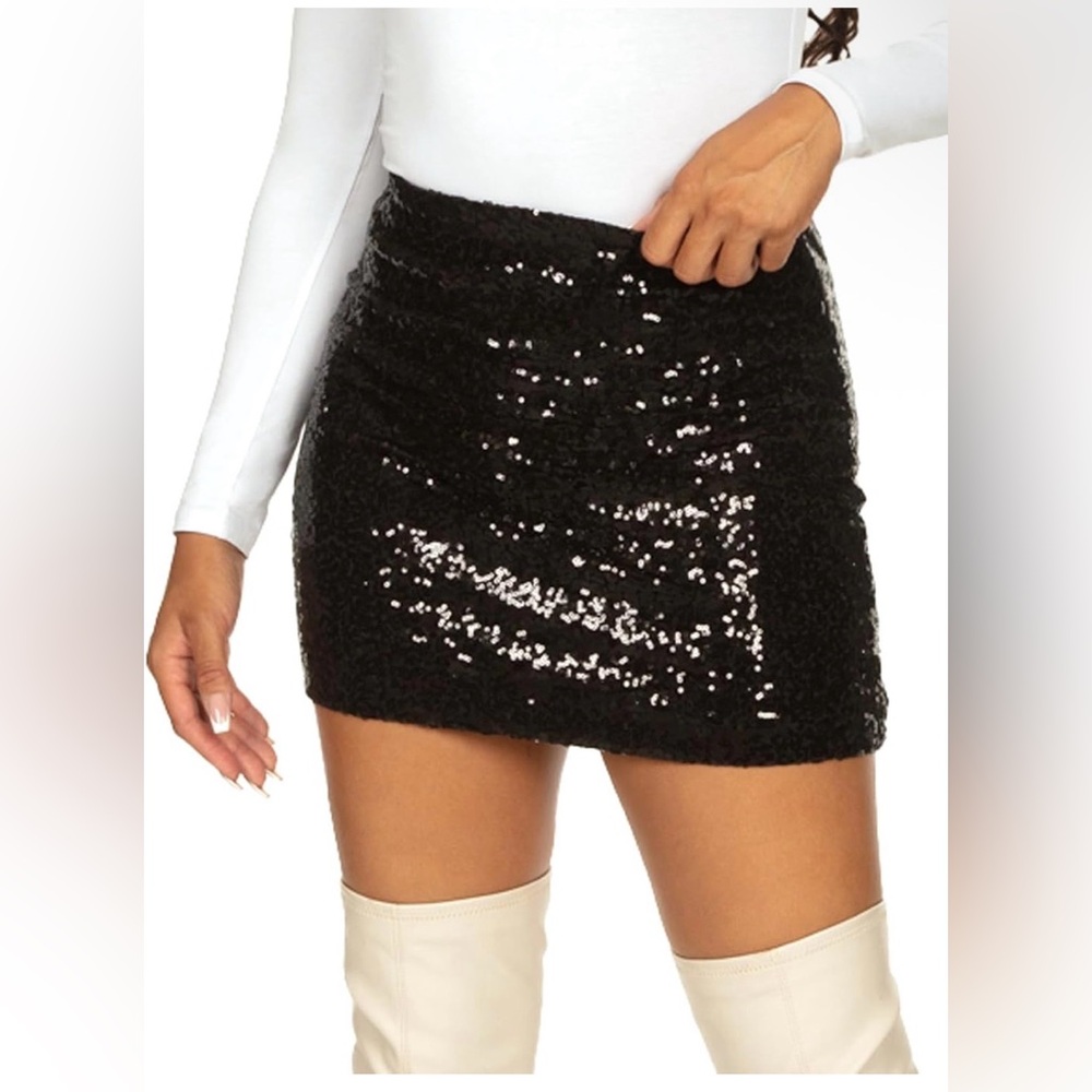 Tipsy Elves Womens Sequin Skirts Sparkly Knee Length Concert Mini Skirt Shiny